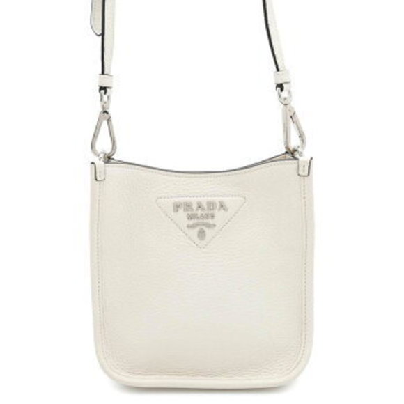 PRADA Shoulder Bag Leather White s - Picture 1 of 8